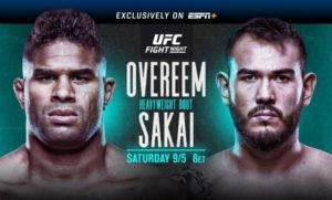 Смотреть онлайн UFC Fight Night 176 Оверим vs. Сакаи прямая трансляция